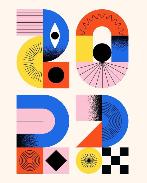 New Year Graphic Design, Geometric Poster Design, Geometric Graphic Design, Logo Geometric, Logo Design Agency, Negative Space Design, New Year Design, Geometric Logo Design, Shapes Design