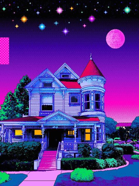 Pink Horror Aesthetic, Aesthetic Horror, Vaporwave Wallpaper, Arte Indie, Vaporwave Art, 8bit Art, House Aesthetic, Tall Tales, Vaporwave Aesthetic