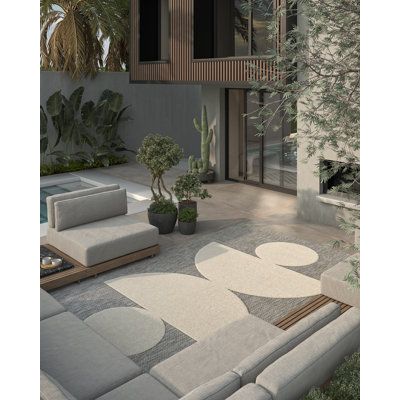 This area rug rolls out a fun, modern feel to set the stage for your space. It's power-loomed from polypropylene that's resistant to fading and stains. The design features a geometric motif that adds a contemporary vibe in neutral hues of gray and ivory that go with a variety of color palettes. With a medium 0.25'' pile height, this rug is comfortable underfoot while remaining easy to clean and maintain in your living room or on your deck. We recommend adding a rug pad for stability (sold separa Simple Geometric Pattern, Heated Floors, Rug Direct, Indoor Outdoor Rug, Neutral Rugs, Indoor Outdoor Area Rugs, Contemporary Area Rugs, Outdoor Area Rugs, Modern Area Rugs