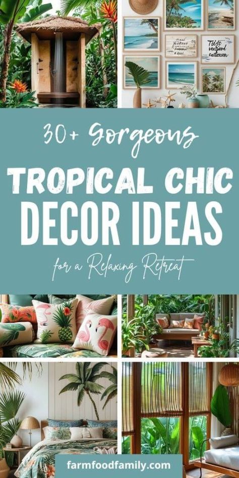 30 Gorgeous Tropical Chic Decor Ideas for a Relaxing Retreat 64 Coastal Tropical Decor, Tropical Beach Decor, Tropical Decor Ideas, Tropical Home Design, Tropical Kitchen Decor, Modern Tropical Decor, Tropical House Decor, Tropical Cottage, Tropical Decor Living Room