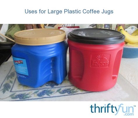 I buy the large coffee jugs, the 33 oz. size. They are made so well, they have a handle on the side, with a good tight seal lid. I just can't see throwing them away. I give them to neighbors that I know, one being an older gentleman that uses them for his screws, nails and other little tools. Coffee Container Crafts, Coffee Creamer Bottle Crafts, Creamer Bottle Crafts, Coffee Can Diy Projects, Coffee Can Ideas, Folgers Coffee Container, Plastic Coffee Cans, Upcycle Containers, Coffee Mate Creamer