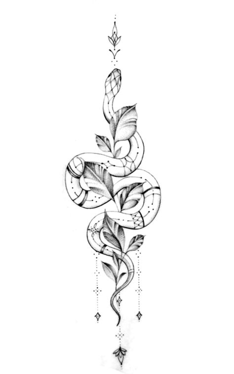 Spine Tattoo Snake And Flowers, Feminine Snake Tattoo Arm, Mystical Snake Tattoo, Snake Back Tattoo Women Spine, Kundalini Tattoo Snakes, Spine Snake Tattoo, Snake Tattoo Spine, Snake Between Breast Tattoo, Snake Flower Tattoo Design