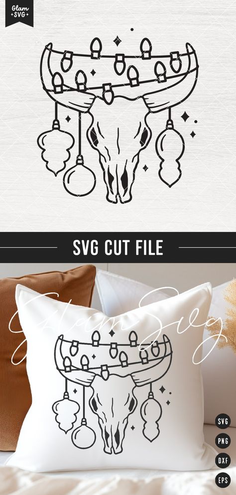 Western Christmas Bull Skull SVG Christmas Lights Skull SVG - Etsy Canada Western Christmas Drawings, Western Christmas Svg, Cricut Christmas Ornaments, Bull Skull Svg, Coloring Page Christmas, Christmas Ornaments Svg, Christmas Sketch, Skull Svg, Cricut Christmas