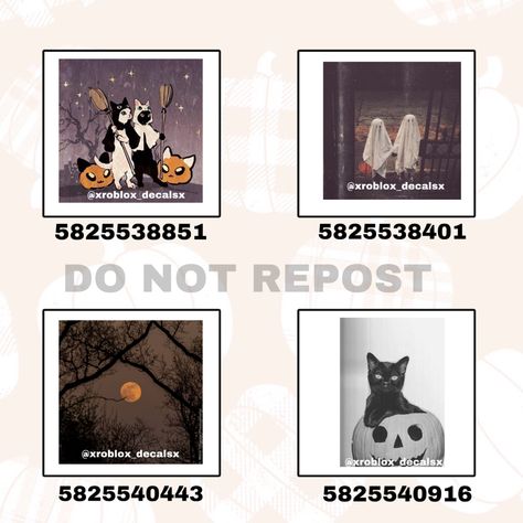 My decals can be found on instagram @xroblox_decalsx Black And White Picture Codes For Bloxburg, Bloxburg Poster Codes Halloween, Halloween Picture Decals Bloxburg, Decals Bloxburg Aesthetic, Bloxburg Halloween Painting Codes, Halloween Decal Codes Royale High, Halloween Decal Bloxburg, Club Roblox Image Id Codes Halloween, Bloxburg Halloween Picture Codes