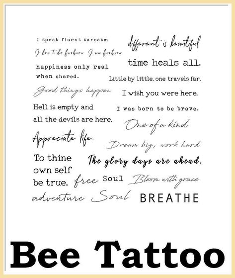 Everjoy Realistic Temporary Tattoos - 20 Individual Line Pcs, Waterproof Inspirational Words for Adult, Women (Words) Black Sentence Tattoos For Women, Moving Tattoos, Moving On Tattoos, Realistic Temporary Tattoos, Bee Tattoo, Rare Words, Free Soul, Snap Quotes, Wish You Are Here