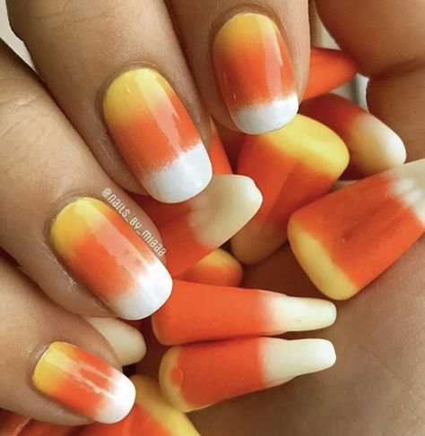 Nails Candy Corn, Corn Nails, Candy Corn Nails, Halloween Manicure, Glitter Nails Acrylic, Fall Gel Nails, Nail Candy, Manicure Ideas, Instagram Nails