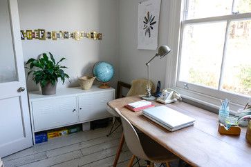 minimalist schoolroom Home Office Pictures, Eclectic Home Office, Courtney Adamo, Transitional Home Office, House Renovation Projects, Office Pictures, Decor Storage, Home Offices, Bedroom Study