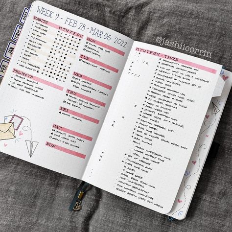 50+ Bullet Journal Weekly Spread Ideas To Inspire You Daily Bullet Journal Layout Ideas, Bullet Journal To Do List Layout, Bullet Journal Planner Layout, Bullet Journal Weekly Spread Minimalist, Bujo Weekly Spread Layout, Weekly Layout Bullet Journal, Weekly Bullet Journal Layout, Bullet Journal Weekly Spread Layout, Schedule Journal