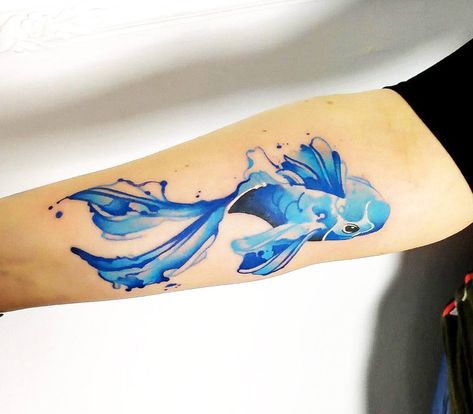 Blue koi Fish tattoo by Marco Pepe | Photo 20154 Blue Koi Fish Tattoo, Blue Fish Tattoo, Watercolor Fish Tattoo, Coy Fish Tattoos, Steve Butcher Tattoo, Blue Koi Fish, Blue Ink Tattoos, Japanese Tattoos For Men, Puzzle Tattoos