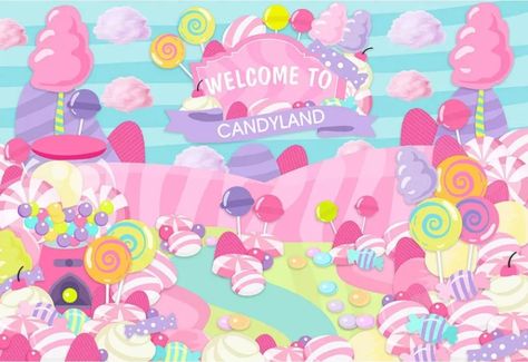 Candyland Backdrop, Photobooth Layout, Candy Background, Candy Theme Birthday Party, Castle Background, Chalk Wall, Theme Words, Candyland Birthday, Candyland Party