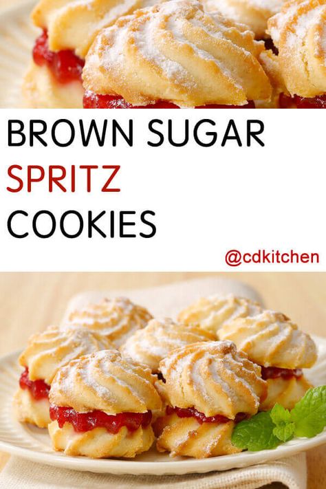 Cookie Press Recipes, Spritz Cookie Recipe, Brown Sugar Butter, Spritz Cookies, Treats Recipes, Kinds Of Desserts, Cookie Press, Sweet Treats Recipes, Easy Cookie Recipes