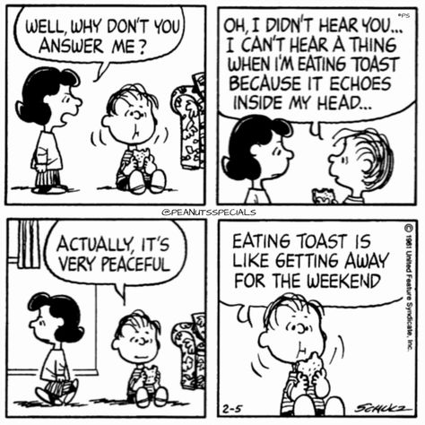 Eating toast Peanuts Snoopy Comics, Woodstock Snoopy, Lucy Van Pelt, Snoopy Comics, Peanuts Comic Strip, 10 Funniest, Snoopy Funny, Peanuts Cartoon, Charlie Brown Peanuts