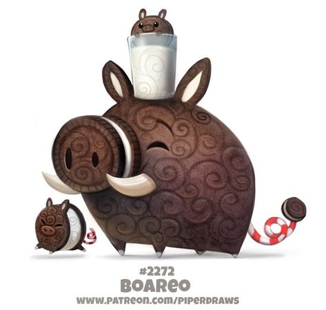 ArtStation - Daily Paint 2272. Boareo, Piper Thibodeau Animals As Food Drawings, Animal Food Combinations Drawings, Animal Food Drawing, Fruit Animals Drawing, Kawaii Food Animals, Cute Food Animals, Pun Animals, Food Animals Drawing, Animals As Food