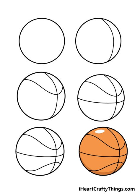 Basketball Drawing - How To Draw A Basketball Step By Step Simple Basketball Drawing, How To Draw A Basketball, Basketball Painting Ideas On Canvas, Basketball Drawings Easy, Basketball Ball Drawing, Sport Drawing Ideas Art, Ball Drawing Easy, Draw A Basketball, Basketball Doodle