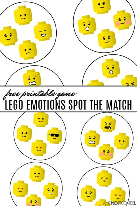 Free printable LEGO emotions spot and match game for kids {free printable spot it game} #kids #freeprintable #LEGO #LEGOemotions #LEGOactivities #spotit #kidsactivities #freeprintables #emotions #emotionsactivities Lego Emotions, Emotions Game, Printable Lego, Feelings Games, Teaching Emotions, Music Theory Worksheets, Montessori Bedroom, Disney Babies, Emotions Activities