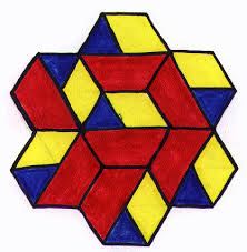 There are 7 triangles,7 trapezoid, 7 parallelograms and 7 hexagons. Parallelogram Art, Tessellation Patterns, Rangoli Borders, Shapes Images, Geometry Art, Basic Shapes, Pattern Drawing, Art Google, Typography Poster