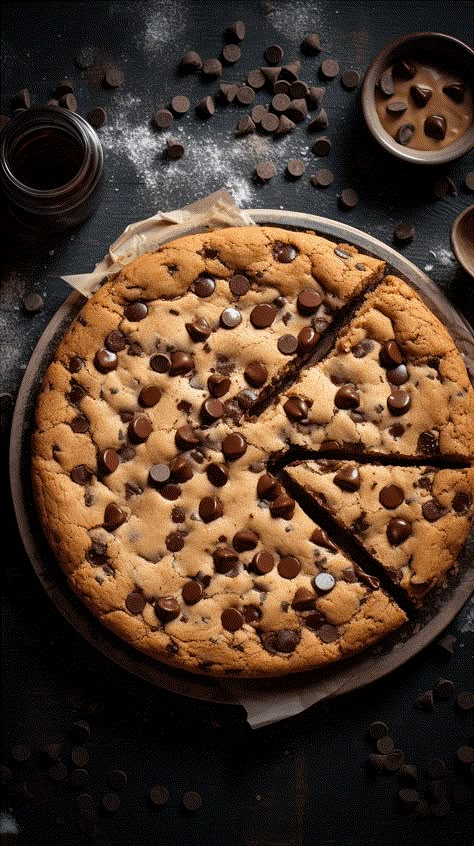 Chocolate Chip Cookie Cake [40 Minutes] - Chasety Giant Chocolate Chip Cookie Cake, Chocolate Chip Cookie Cake Birthday, Sweet Foods Aesthetic, Chocolate Chip Cookies Aesthetic, Big Cookie Cake, Birthday Baking Ideas, Cookies Cake Recipe, Chocolate Cookie Pie, Chocolate Chips Cake