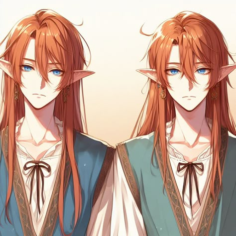 Elf Animes Boy, Elf Boy Art, Anime Elf Boy, Elf Oc Male, Red Hair Elf, Elf Boy, Persona Anime, Anime Elf, Anime Fanfiction