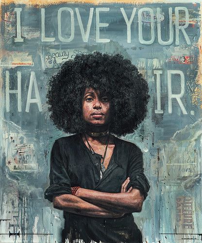 Tim Okamura "I Love Your Hair" 2013 | Tim Okamura [Canadian … | Flickr Tim Okamura, The Blacker The Berry, Natural Hair Art, Afrikaanse Kunst, Pelo Afro, Afrocentric Art, I Love Your, Love Your Hair, National Portrait Gallery