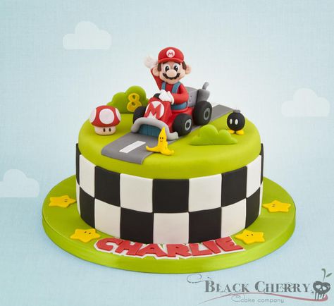 Mario Kart Cake Luigi Cake, Mario Kart Cake, Mario Birthday Cake, Mario Bros Cake, Super Mario Cake, Super Mario Bros Birthday Party, 6th Birthday Cakes, Mario Cake, Mario Bros Birthday