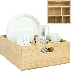 Finally a caddy designed to hold more than just utensils and versatile enough for use as an art, diaper, or office caddy. Party Hosting Essentials, Picnic Caddy, Wooden Silverware, Silverware Caddy, Flatware Holder, Paper Plate Holders, Pantry Organizer, Flatware Caddy, Silverware Organization