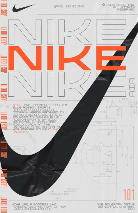 Nike Infographic Design, Nike Graphics Design, Nike Design Poster, Nike Branding Design, Nike Poster Aesthetic, Nike Brand Aesthetic, Nike Magazine Cover, Nike Post, Nike Vintage Poster