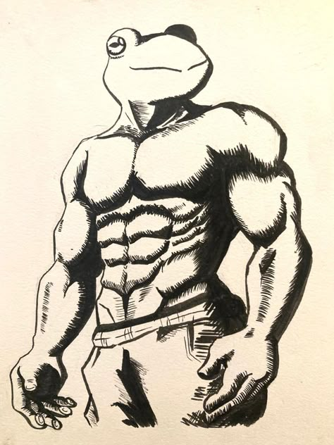 #buff #frog #art #sketch #sketchbook #sketchbookdrawing #pencil #pencilart #pencilsketch Buff Frog, Giga Chad, Frog Sketch, Dibujos Ideas, Drawing Commissions, Weird Drawings, Frog Drawing, Goofy Drawing, Sketchbook Drawings