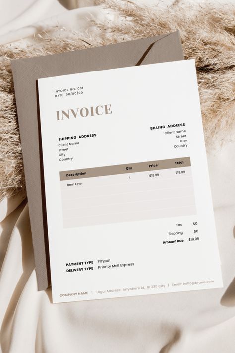 Beige Business Invoice Template Design Invoice Template, Outdoor Advertising Design, Design Contract, Custom Order Form, Invoice Design Template, Peony Design, Jewelry Packaging Design, Business Invoice, Business Ppt