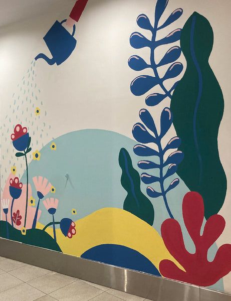 School Wall Art Ideas Classroom, Pond Mural, School Wall Art Ideas, Wall Graffiti, Painting School, Mural Simple, Baby Room Diy, Kids Room Murals, School Wall Art