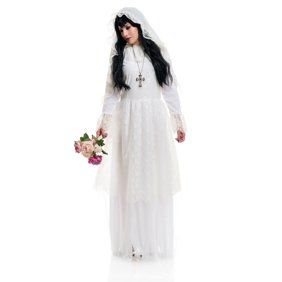 UA8352XXL Morris Costumes Lovely Lady Bug 1X-2X,16-18 - Walmart.com - Walmart.com Ghost Bride Costume, White Long Gown, Corpse Bride Costume, Dead Bride, Ghost Bride, Creepy Costumes, Fancy Dress Halloween Costumes, Vintage Ghost, Horror Costume