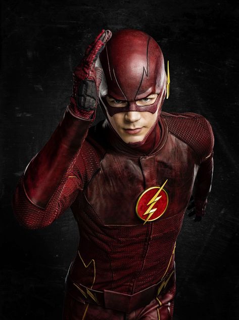 Oliver Queen isn’t the only hero sporting a new suit this fall.  The Flash’s Barry Allen (Grant Gustin) is also getting an upgrade to a new suit that features the Flash emblem with a gold lightning bolt and a white background, making his garb closer to the traditional suit from the comics. Check out the costume: The Flash Season 2, Jay Garrick, Flash Superhero, Flash Costume, Spiderman Wallpaper, Flash Barry Allen, The Flash Grant Gustin, The Flash Season, Dc Tv Shows