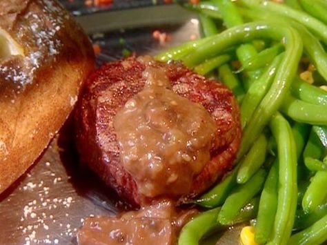 Get Filet Mignon with Cabernet Peppercorn Demi-glace Recipe from Food Network Pinot Noir Recipes, Highest Rated Recipes, 5 Star Recipes, Steak Diane, Cooking With Wine, Main Course Dishes, Steak And Mushrooms, Fried Steak, The Food Network