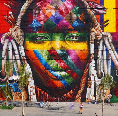 Brazilian Graffiti Artist Creates World's Largest Street Mural For The Rio Olympics Street Mural, Large Mural, Charcoal Drawings, Urban Street Art, Amazing Street Art, 3d Street Art, Graffiti Murals, Murals Street Art, Art Et Illustration