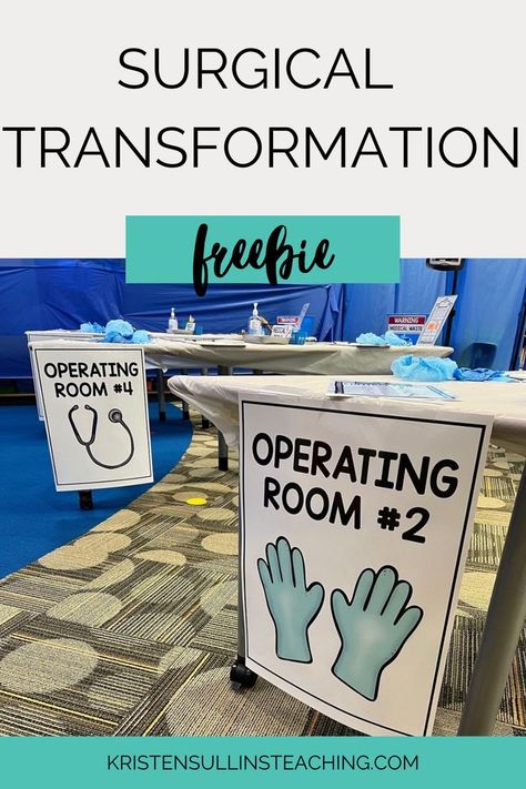 FREE signs/decor for a Surgical Classroom Transformation! Operation Room Classroom Transformation, Hospital Room Classroom Transformation, Operation Classroom Transformation, Human Body Classroom Transformation, Operating Room Classroom Transformation, Doctor Classroom Transformation, Surgery Classroom Transformation, Hospital Room Transformation, Hospital Classroom Transformation