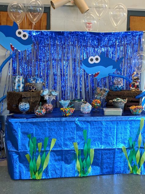 Birthday Decorations Sea Theme, Scuba Photo Booth, Underwater Birthday Theme Sea Decoration, Ocean Birthday Backdrop, Sea Backdrop Ocean Themes, Shark Candy, Shark Party Invitations, Sea Birthday Party Decorations, Shark Birthday Party Invitation