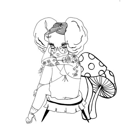 Mushroom girl valfre coloring page Valfre Art, Tumblr Coloring Pages, Mushroom Girl, Artwork Contemporary, Coloring Pages For Girls, Witch Art, Coloring Book Art, Fun Art, Cute Coloring Pages