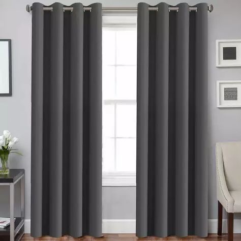 gray-thermal-insulated-curtain Teal Curtains, Grey Blackout Curtains, Decorative Curtain Rods, Dark Curtains, Light Blocking Curtains, Contemporary Curtains, Couch And Loveseat, Country Curtains, Insulated Curtains