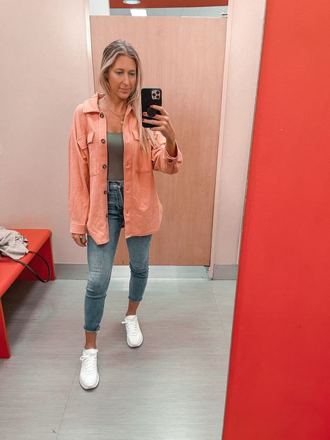 Pink Shacket Outfit Women, Pink Shacket Outfit, Shacket Outfits, Womens Shacket, Shacket Outfit Women, Pink Shacket, White Sneakers Nike, Shacket Outfit, Oversized Shacket