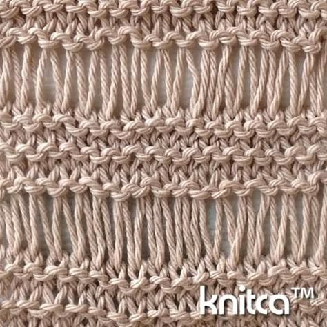 Right side of knitting stitch pattern – Drop Stitch 1 : www.knitca.com Knit Purl Stitches, Lace Knitting Stitches, Drop Stitch, Lace Knitting Patterns, Knitted Blanket, Easy Stitch, Purl Stitch, How To Purl Knit, Knit Stitch Patterns