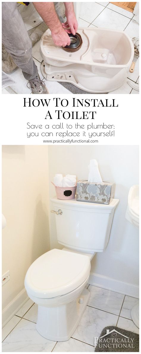 Learn how to install a toilet yourself with this tutorial! Toilet Repair Diy, Sewer Smell In Bathroom, How To Install A Toilet Plumbing, How To Fix A Toilet That Keeps Running, How To Fix A Wobbly Toilet, Kitchen Sink Interior, Replace Toilet, Replace Toilet Fill Valve, Easy Home Improvement Projects