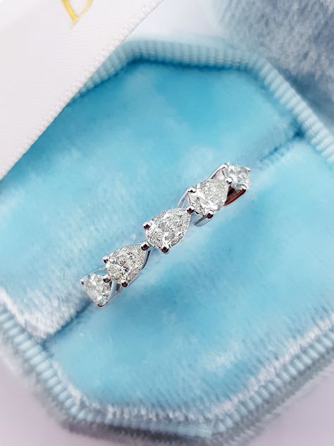 1.40 ct Pear Shape Diamond Eternity Band Real Rings, Cathedral Diamond Engagement Ring, Brilliant Cut Diamond Ring, Versace Sneakers, Future Engagement Rings, Elegant Engagement Rings, Diamond Eternity Band, Stackable Bands, Engagement Ring Diamond Cut