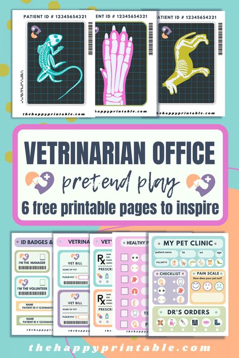 Pretend Vet Clinic Free Printables, Pretend Play Vet Clinic Free Printables, Veterinarian Pretend Play, Dramatic Play Vet Clinic Free Printable, Veterinarian Dramatic Play Free Printable, Free Printable Animal Xrays, Vet Check Up Printable Free, Vet Clinic Pretend Play, Vet Pretend Play Free Printables