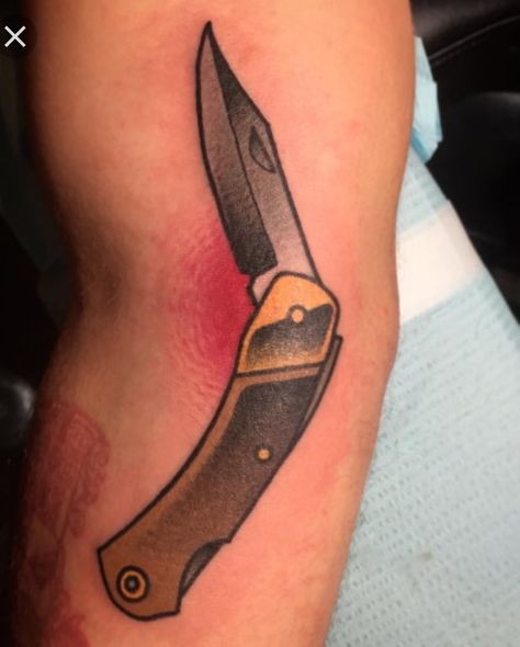 Keen Tattoo, Pocket Knife Tattoo, Switch Blade Tattoo, Forever Pictures, Outdoor Tattoo, Blade Tattoo, Knife Tattoo, Saved Tattoo, Tattoo Old School