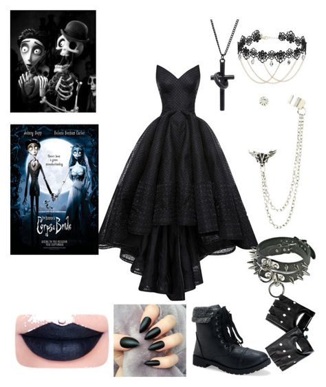 the corpse bride by stayawayfromsquidgytheoutcast on Polyvore featuring polyvore, fashion, style, HUISHAN ZHANG, AÃ©ropostale, Miss Selfridge, Chained + Able, Burton and clothing Corpse Bride Inspired Outfits, Tim Burton Costumes, Corpse Bride Halloween, Bride Halloween, The Corpse Bride, Huishan Zhang, Dark Queen, Simple Texture, Corpse Bride