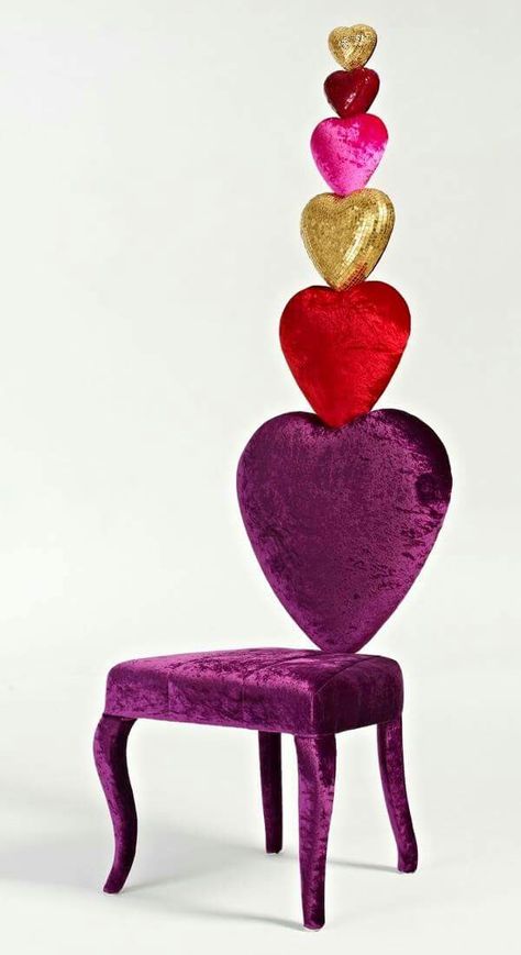 Heart Chair, Pine Wood Furniture, Studio Chair, Purple Chair, Unusual Furniture, Love Chair, Unique Chair, Milan Design, Funky Furniture