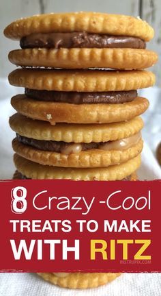 Ritz Snacks, Easy Snack Ideas For Kids, Ritz Cracker Dessert, Easy Snack Ideas, Snacks Sandwiches, Cracker Dessert, Snack Ideas For Kids, Ritz Cracker Recipes, Cool Treats