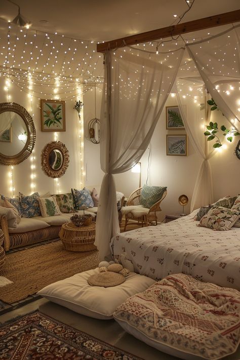 20+ Cottage Aesthetic Bedroom Inspirations for a Dreamy Escape - Quiet Minimal Bed Aesthetic, Dream Bedroom Inspiration, Boho Style Bedroom, Bilik Tidur, Cozy Room Decor, Style Bedroom, Dreamy Bedrooms, Bedroom Refresh, White Curtains