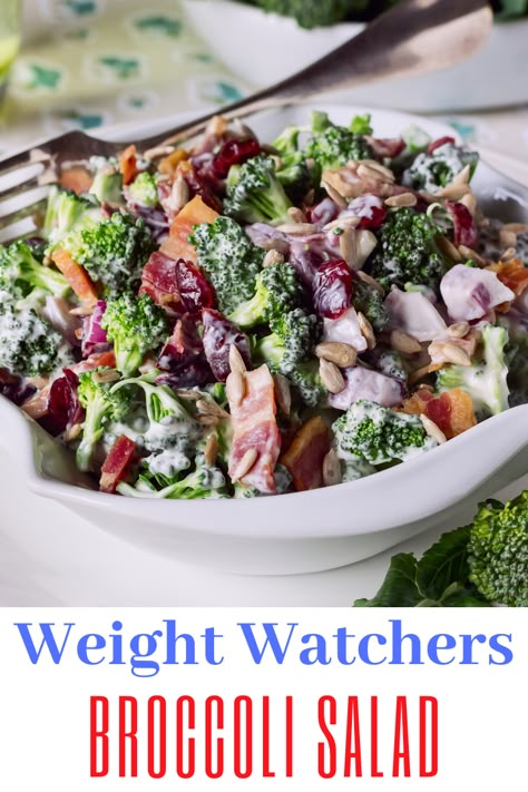 Amish Broccoli Salad, Weight Watchers Salad, Broccoli Salad With Cranberries, Best Broccoli Salad Recipe, Creamy Broccoli Salad, Easy Broccoli Salad, Healthy Broccoli Salad, Potluck Side Dishes, Broccoli Salad Bacon