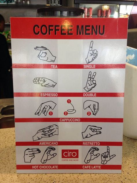 #ASL #coffee menu ☕️ How To Learn Asl Fast, Cuss Words In Sign Language, Asl Drawing, Learn Sign Language Words, Baby Asl, Learning Asl, Asl Sign Language Words, Sign Language Chart, Sign Language Lessons