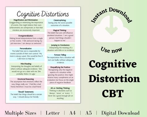 Cognitive Behavior Therapy Journal, Cognitive Distortions List, Piaget Theory Of Cognitive Development, Cognitive Functions Explained, Cbt Therapy Worksheets, Cbt Thought Record, Psychology Tools, Cbt Therapy, Jumping To Conclusions